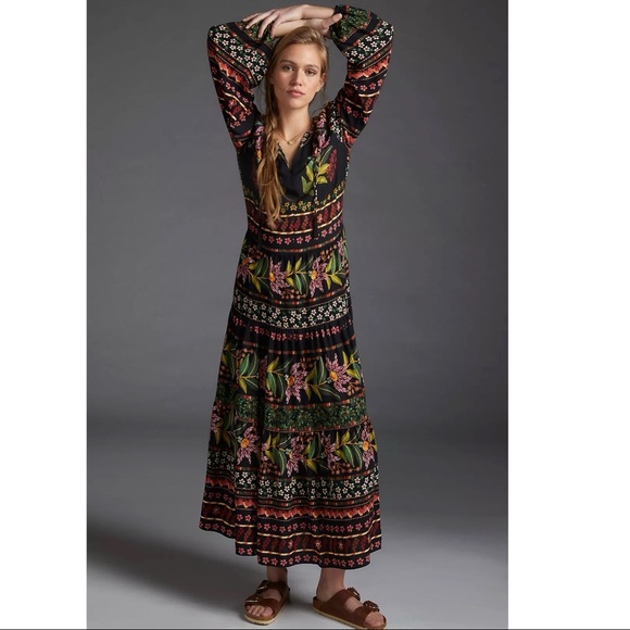 ANTHROPOLOGIE FARM RIO GLYNN FLORAL MAXI DRESS M - Picture 4 of 8